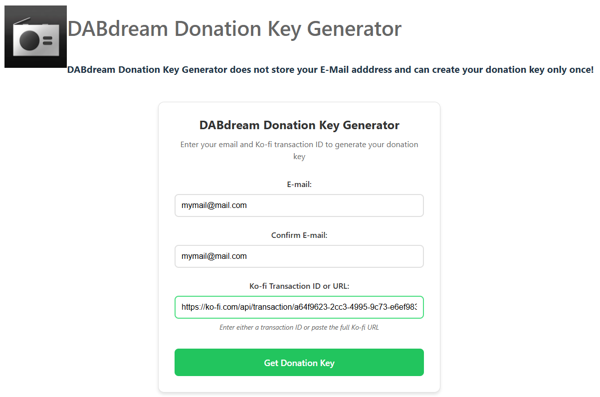 Donation Key Generator